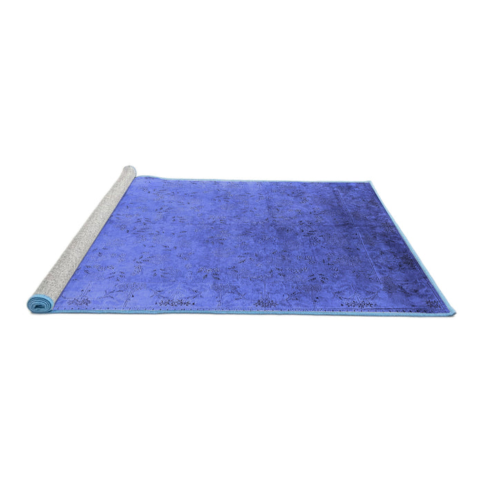 Sideview of Machine Washable Oriental Blue Industrial Rug, wshurb2116blu