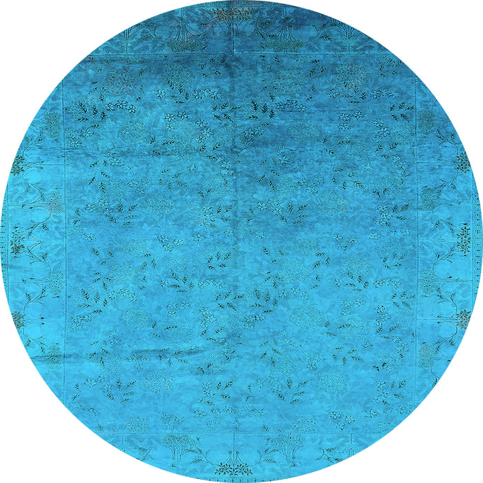 Round Oriental Light Blue Industrial Rug, urb2116lblu