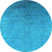 Round Oriental Light Blue Industrial Rug, urb2116lblu