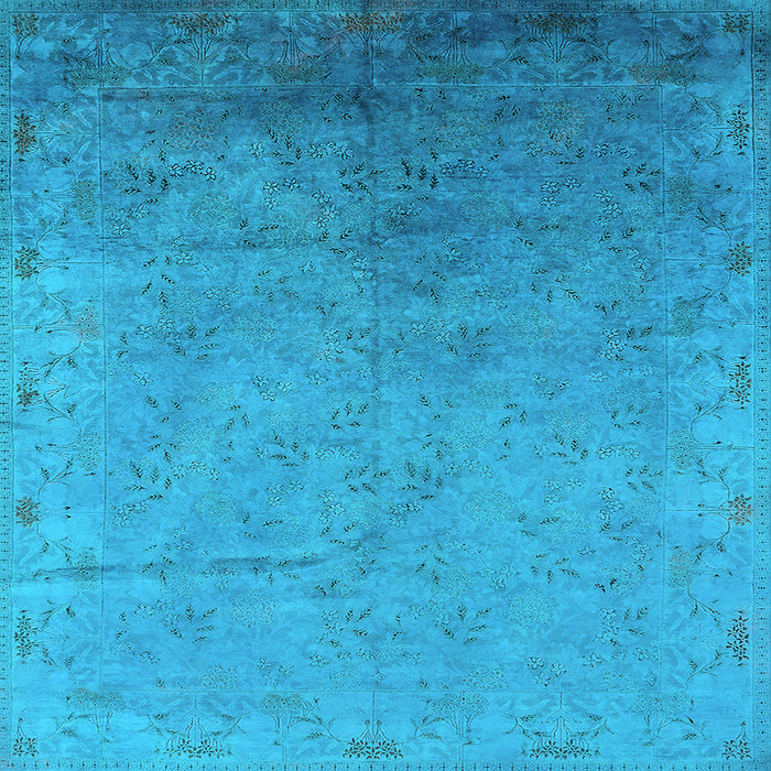 Square Machine Washable Oriental Light Blue Industrial Rug, wshurb2116lblu