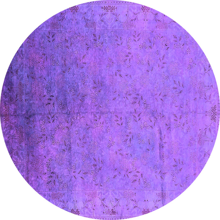 Round Machine Washable Oriental Purple Industrial Area Rugs, wshurb2116pur
