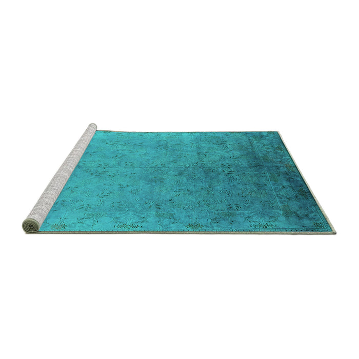 Sideview of Machine Washable Oriental Turquoise Industrial Area Rugs, wshurb2116turq