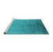 Sideview of Machine Washable Oriental Turquoise Industrial Area Rugs, wshurb2116turq