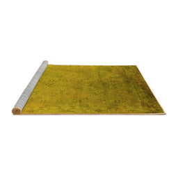 Sideview of Machine Washable Oriental Yellow Industrial Rug, wshurb2116yw
