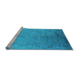 Sideview of Machine Washable Oriental Light Blue Industrial Rug, wshurb2116lblu