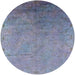 Round Mid-Century Modern Columbia Blue Oriental Rug, urb2116