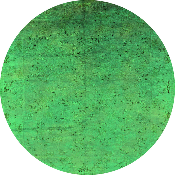 Round Oriental Green Industrial Rug, urb2116grn