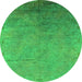 Round Oriental Green Industrial Rug, urb2116grn