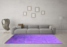 Machine Washable Oriental Purple Industrial Area Rugs in a Living Room, wshurb2116pur