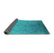 Sideview of Oriental Turquoise Industrial Rug, urb2116turq