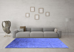 Machine Washable Oriental Blue Industrial Rug in a Living Room, wshurb2116blu