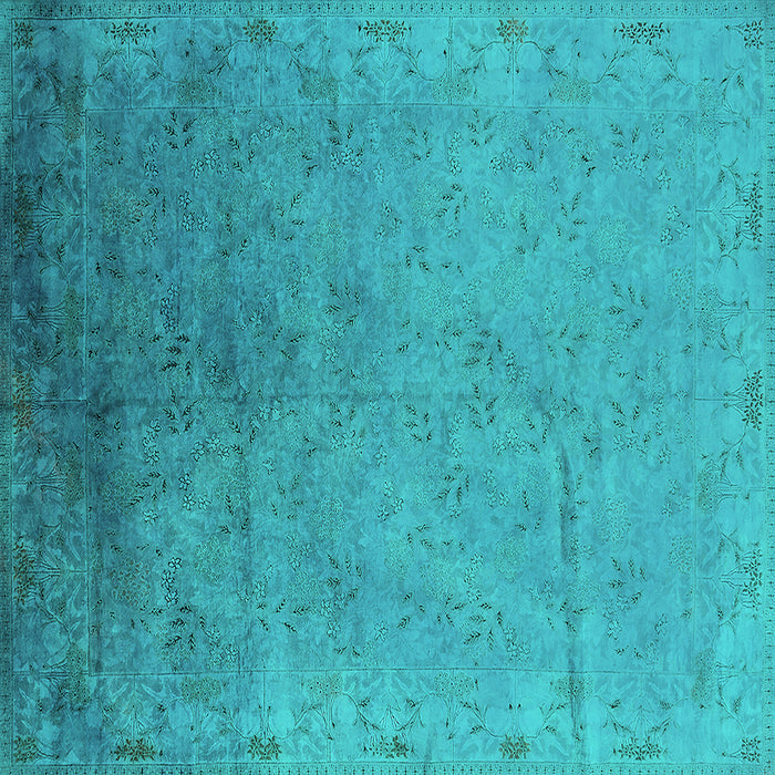 Square Oriental Turquoise Industrial Rug, urb2116turq