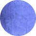 Round Oriental Blue Industrial Rug, urb2116blu