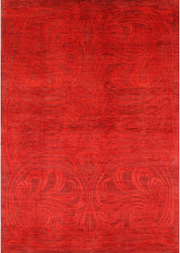 Machine Washable Industrial Modern Red Rug, wshurb2117