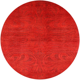 Round Mid-Century Modern Red Oriental Rug, urb2117