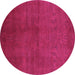 Round Machine Washable Oriental Purple Industrial Area Rugs, wshurb2117pur