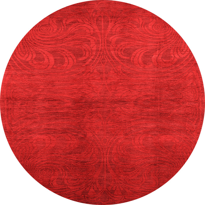 Round Machine Washable Oriental Orange Industrial Area Rugs, wshurb2117org
