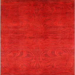 Square Machine Washable Industrial Modern Red Rug, wshurb2117