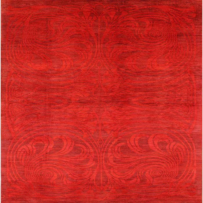 Square Machine Washable Industrial Modern Red Rug, wshurb2117