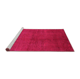 Sideview of Machine Washable Oriental Pink Industrial Rug, wshurb2117pnk