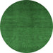 Round Machine Washable Oriental Emerald Green Industrial Area Rugs, wshurb2117emgrn