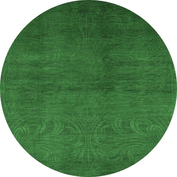 Round Oriental Emerald Green Industrial Rug, urb2117emgrn