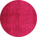 Round Oriental Pink Industrial Rug, urb2117pnk