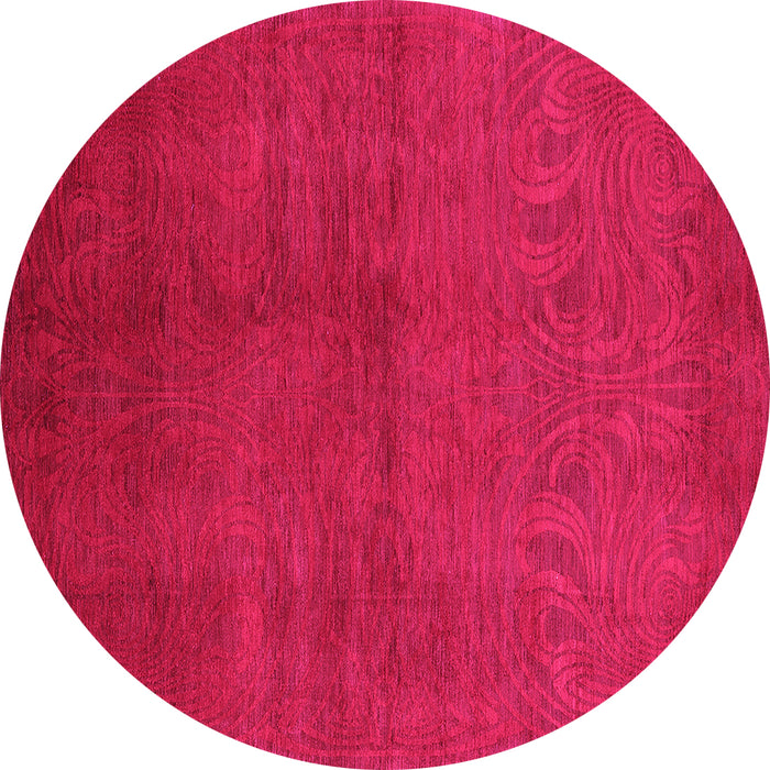 Round Machine Washable Oriental Pink Industrial Rug, wshurb2117pnk
