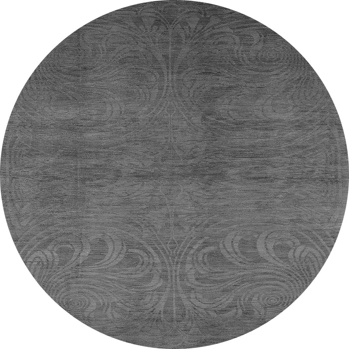 Round Machine Washable Oriental Gray Industrial Rug, wshurb2117gry