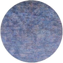 Round Mid-Century Modern Light Purple Blue Oriental Rug, urb2118