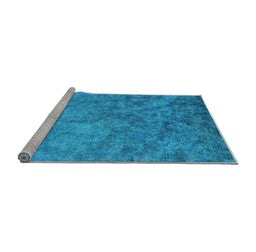 Sideview of Machine Washable Oriental Light Blue Industrial Rug, wshurb2118lblu