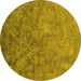 Round Oriental Yellow Industrial Rug, urb2118yw