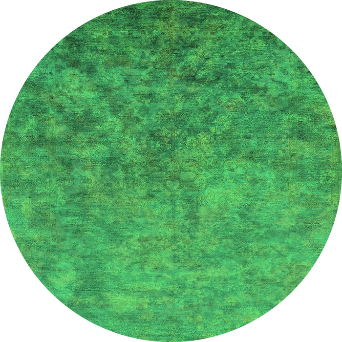Round Oriental Green Industrial Rug, urb2118grn