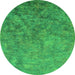 Round Oriental Green Industrial Rug, urb2118grn