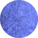 Round Oriental Blue Industrial Rug, urb2118blu