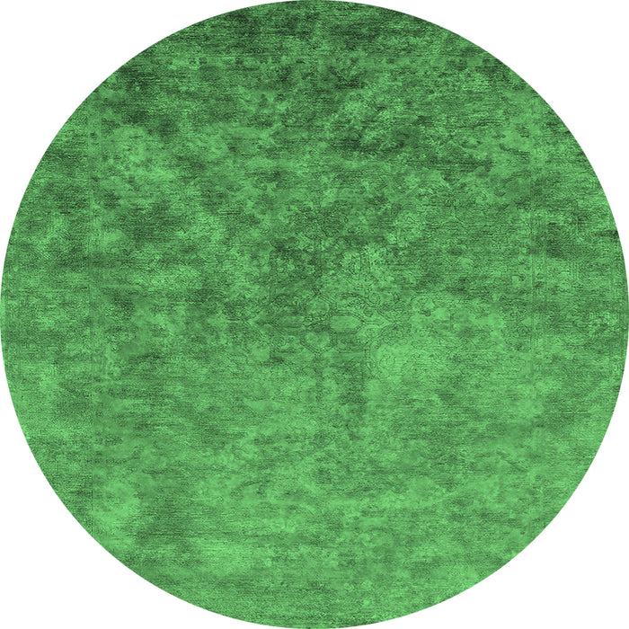 Round Oriental Emerald Green Industrial Rug, urb2118emgrn