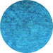 Round Oriental Light Blue Industrial Rug, urb2118lblu