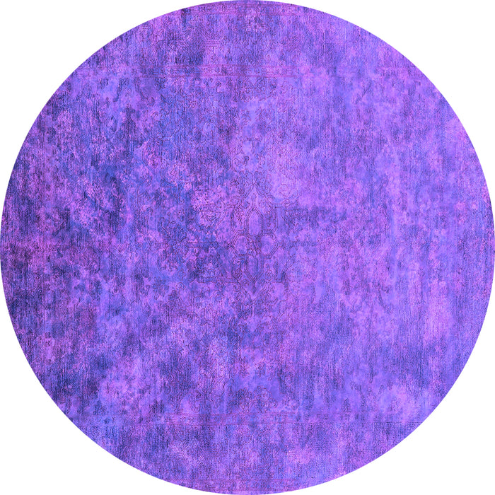 Round Oriental Purple Industrial Rug, urb2118pur