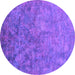 Round Oriental Purple Industrial Rug, urb2118pur