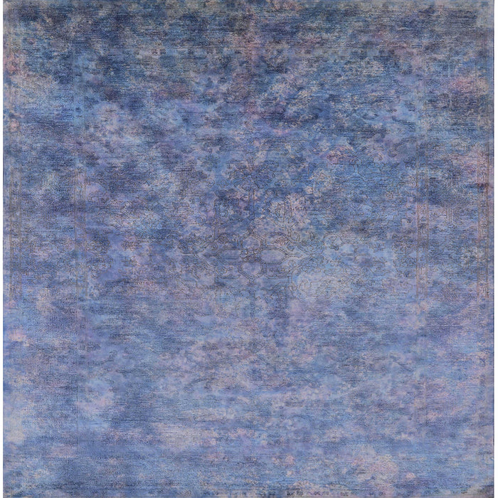 Square Mid-Century Modern Light Purple Blue Oriental Rug, urb2118