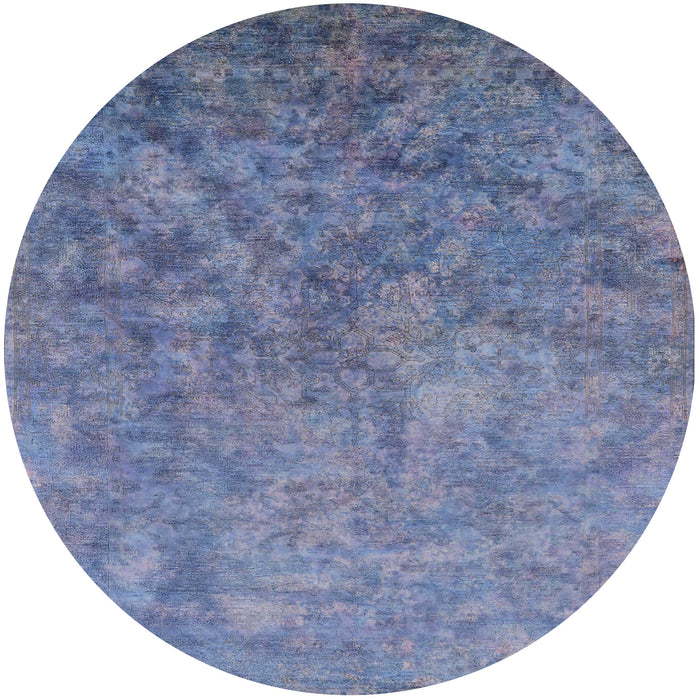 Round Machine Washable Industrial Modern Light Purple Blue Rug, wshurb2118