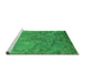 Sideview of Machine Washable Oriental Green Industrial Area Rugs, wshurb2118grn