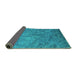 Sideview of Oriental Turquoise Industrial Rug, urb2118turq