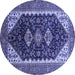 Round Machine Washable Oriental Blue Industrial Rug, wshurb2119blu