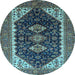 Round Oriental Light Blue Industrial Rug, urb2119lblu