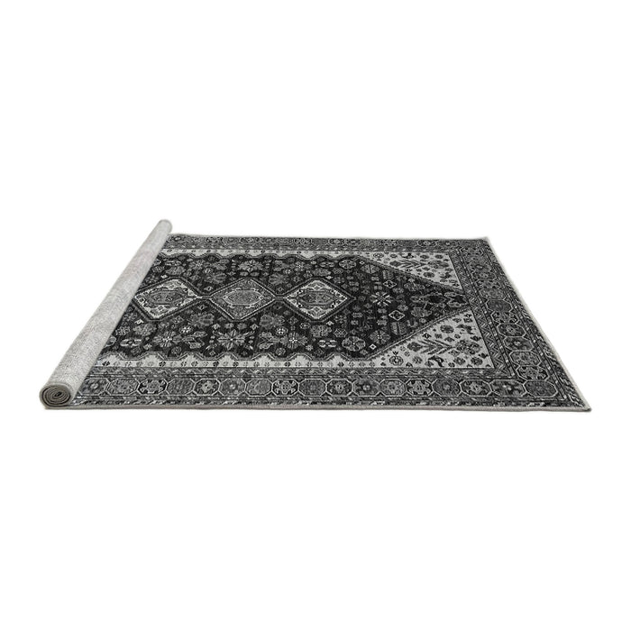 Sideview of Machine Washable Oriental Gray Industrial Rug, wshurb2119gry
