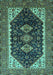 Machine Washable Oriental Turquoise Industrial Area Rugs, wshurb2119turq