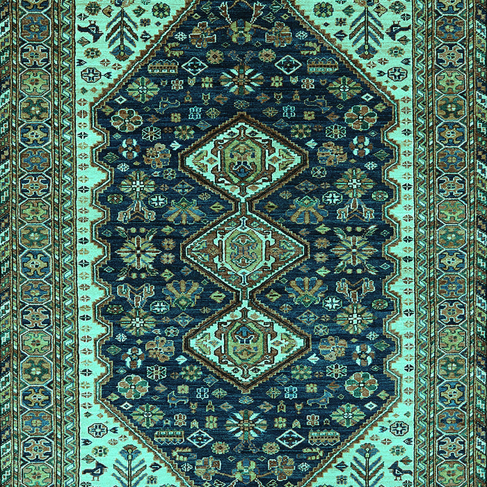 Machine Washable Oriental Turquoise Industrial Area Rugs, wshurb2119turq