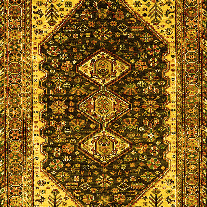 Machine Washable Oriental Yellow Industrial Rug, wshurb2119yw