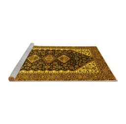 Sideview of Machine Washable Oriental Yellow Industrial Rug, wshurb2119yw